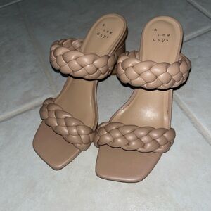 A New Day Women's Beige Braided Heels